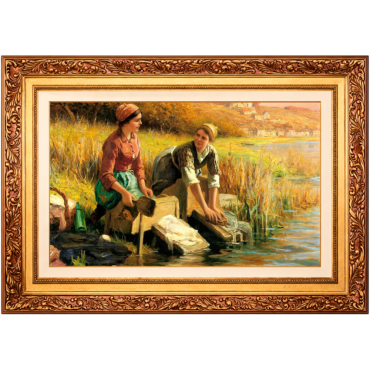 Mulheres Lavando Roupas Perto de um Riacho